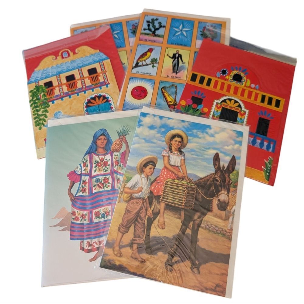 Colorful Mexican Art Print Cards NIP‎ Set Of 7